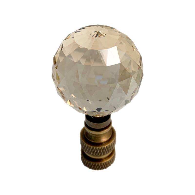 Stephanov Faceted Champagne Crystal Ball Antique Brass 2.25"h