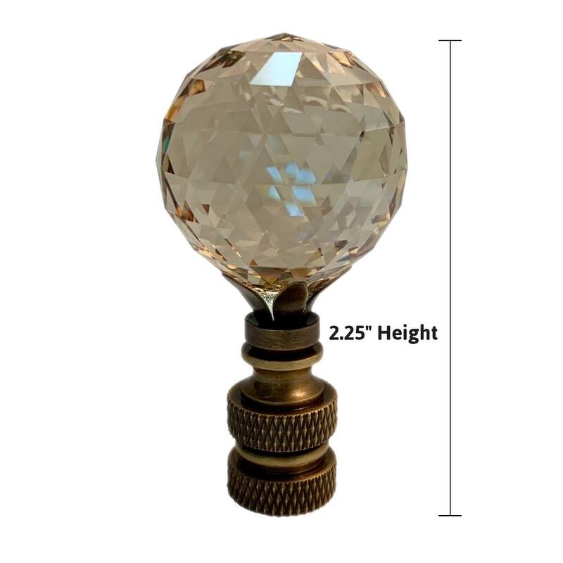 Stephanov Faceted Champagne Crystal Ball Antique Brass 2.25"h