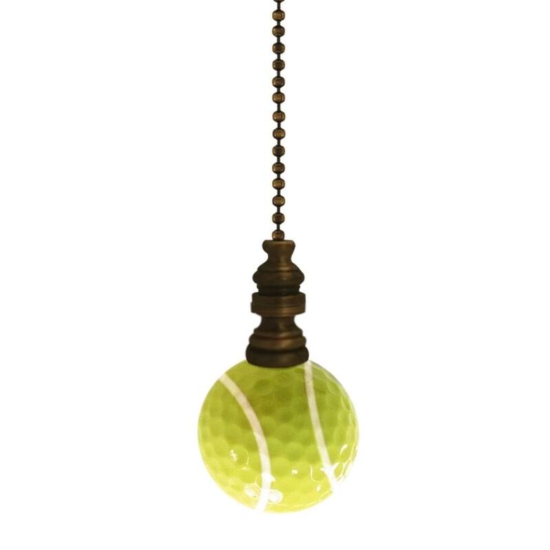 Tennis Ball Ceiling Fan Pull, 2.25"h with 12" Antiqued Brass Chain