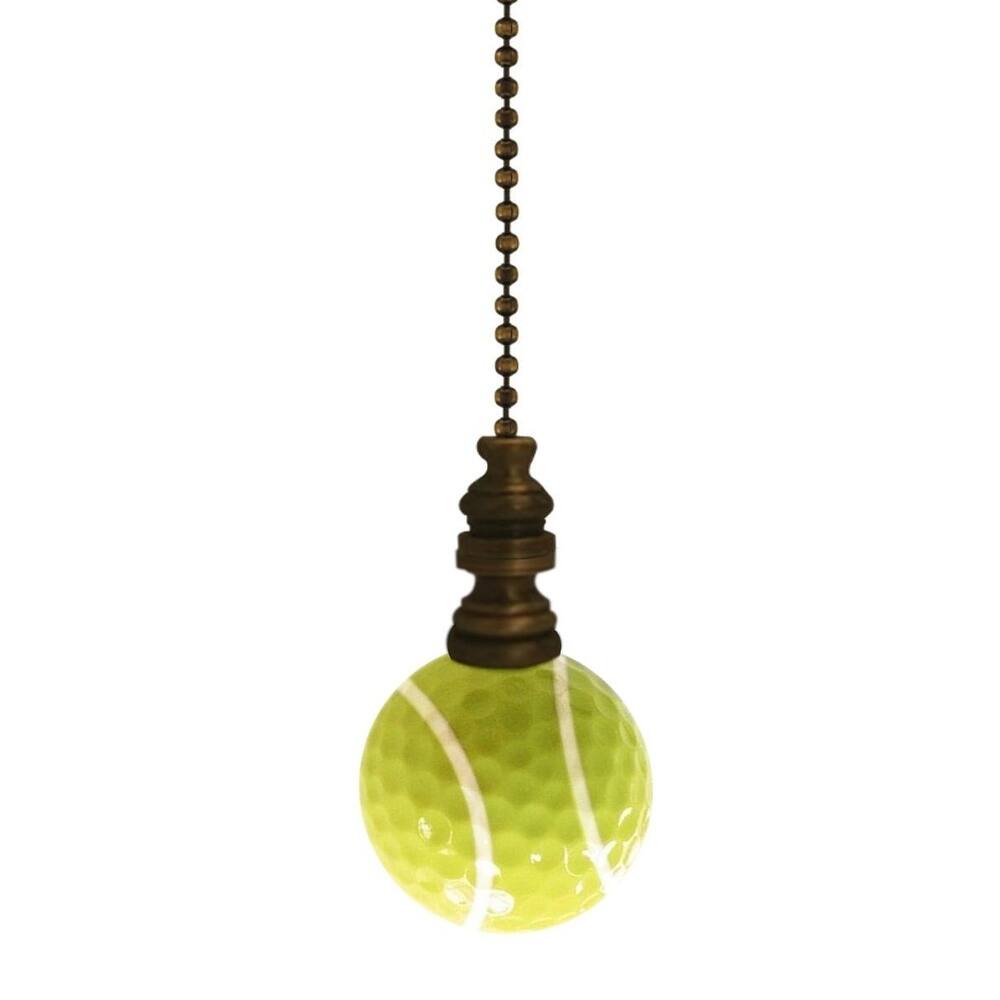 Tennis Ball Ceiling Fan Pull, 2.25"h with 12" Antiqued Brass Chain