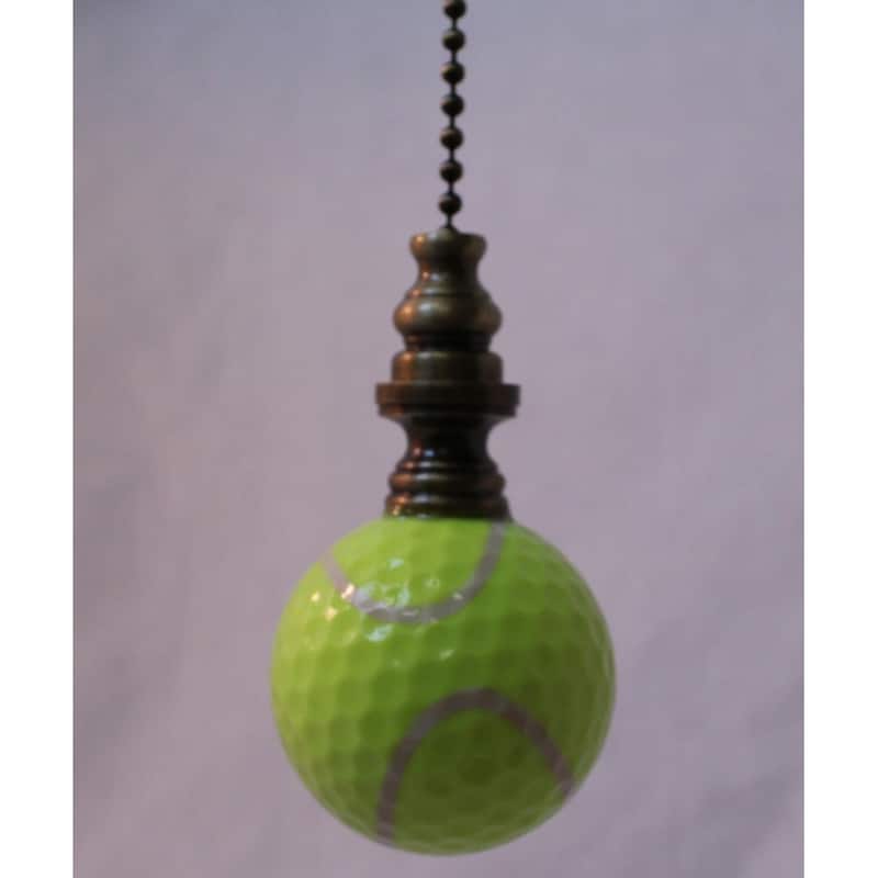 Tennis Ball Ceiling Fan Pull, 2.25"h with 12" Antiqued Brass Chain