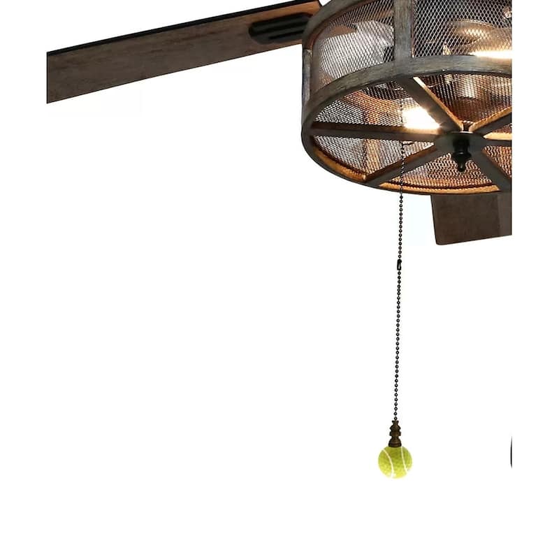Tennis Ball Ceiling Fan Pull, 2.25"h with 12" Antiqued Brass Chain