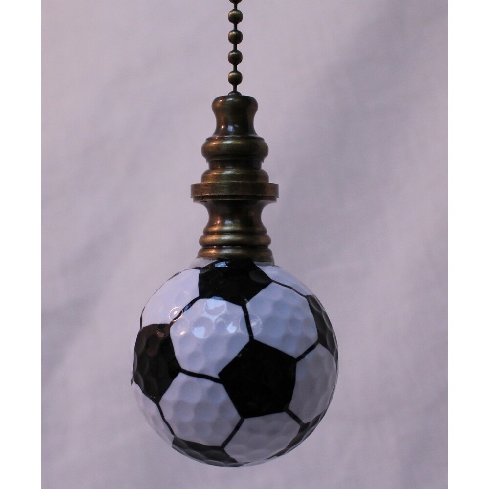 Soccer Ball Ceiling Fan Pull 2 25 H With 12 Antiqued Brass Chain