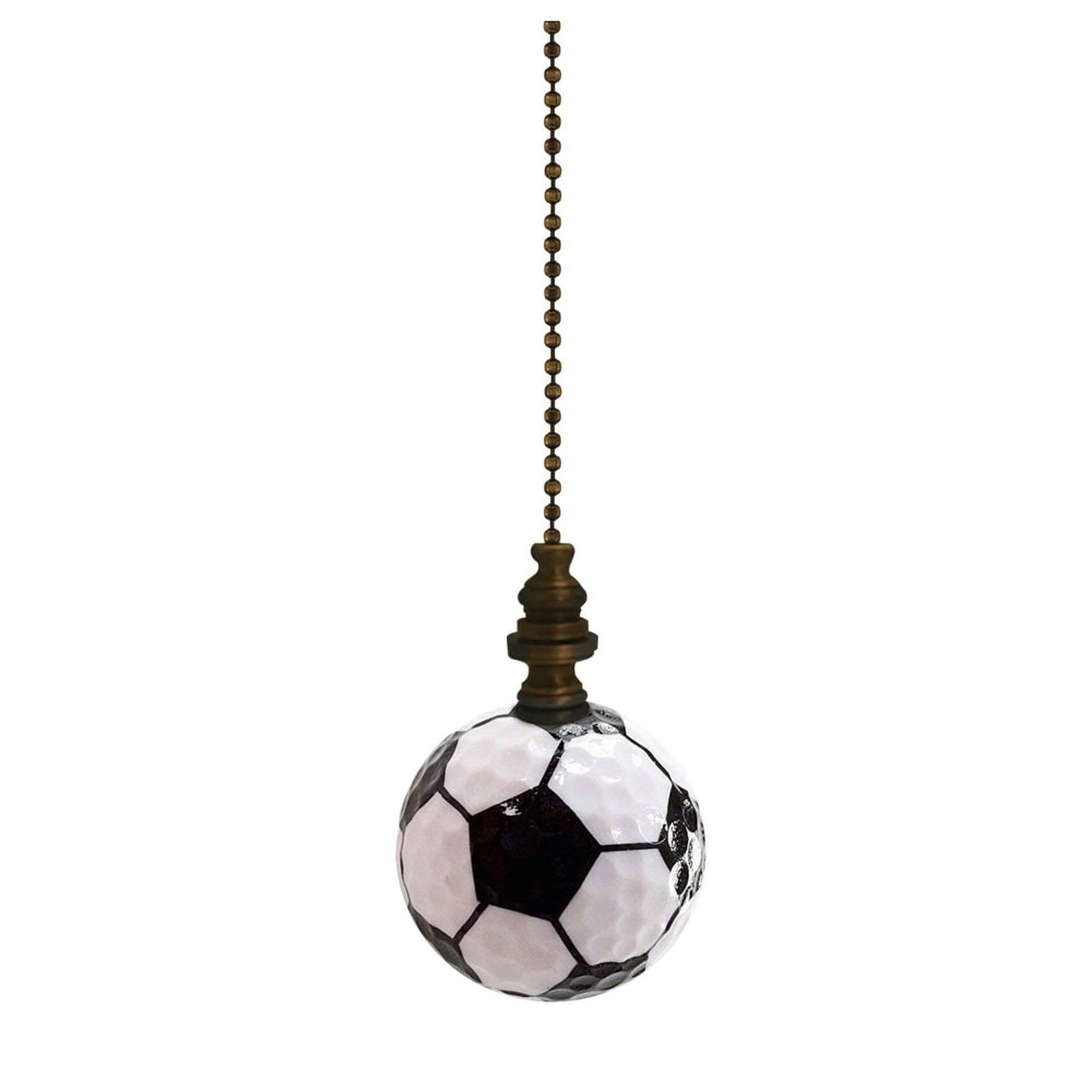 Soccer Ball Ceiling Fan Pull 2 25 H With 12 Antiqued Brass Chain