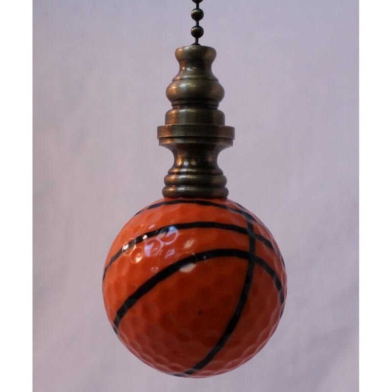 Basketball Ceiling Fan Pull, 2.25"h with 12" Antiqued Brass Chain