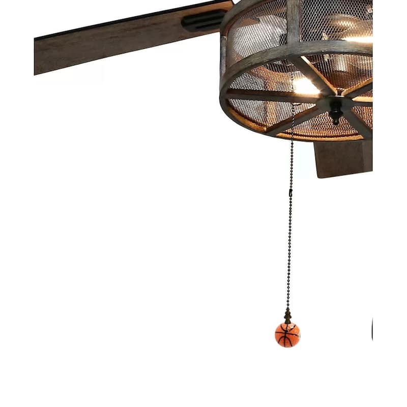 Basketball Ceiling Fan Pull, 2.25"h with 12" Antiqued Brass Chain