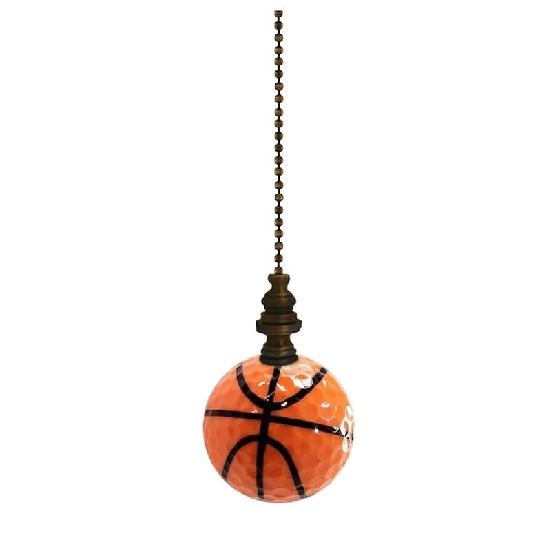 Basketball Ceiling Fan Pull, 2.25"h with 12" Antiqued Brass Chain