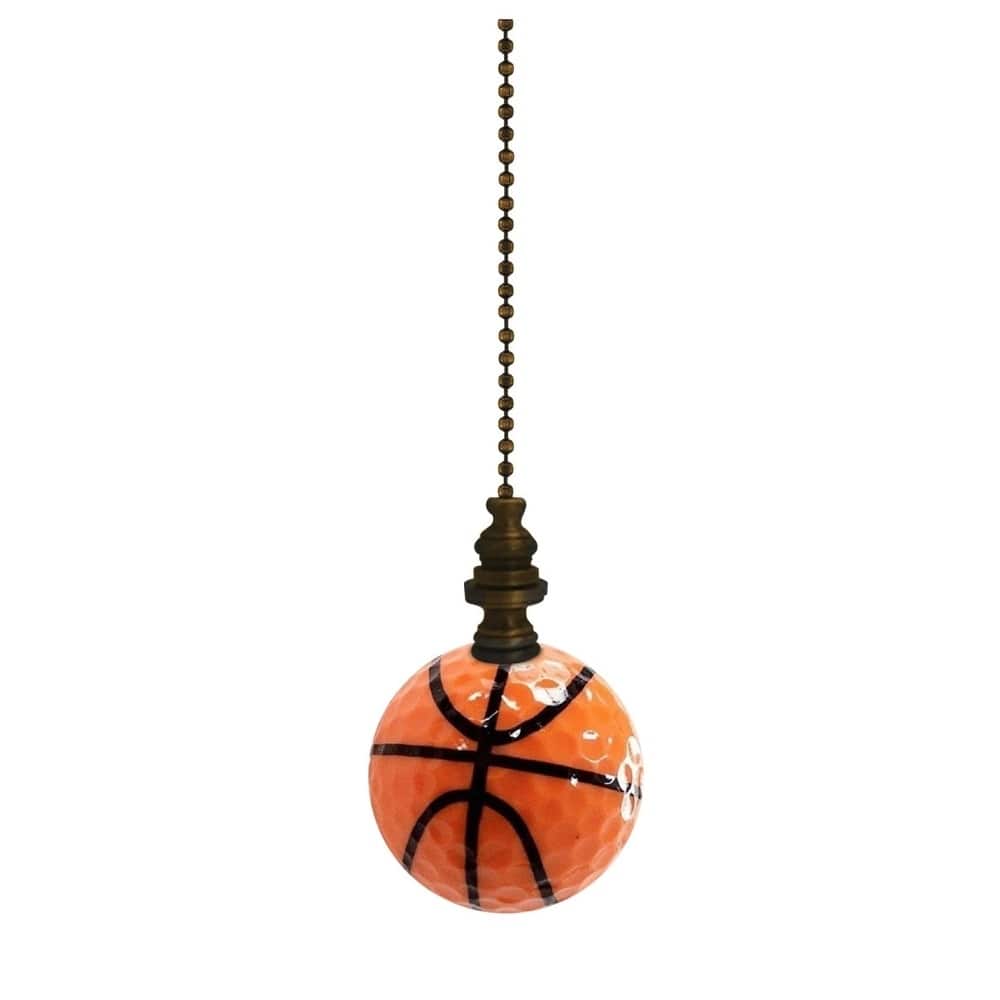 Basketball Ceiling Fan Pull, 2.25"h with 12" Antiqued Brass Chain