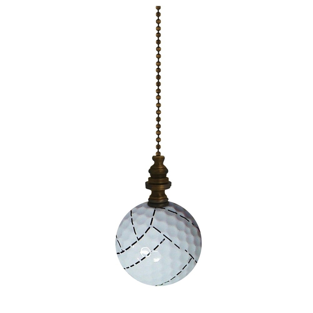 Volleyball Ceiling Fan Pull, 2.25"h with 12" Antiqued Brass Chain