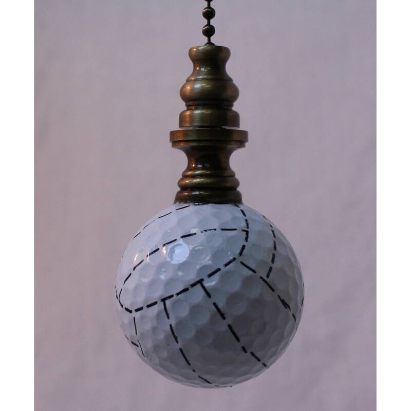 Volleyball Ceiling Fan Pull, 2.25"h with 12" Antiqued Brass Chain