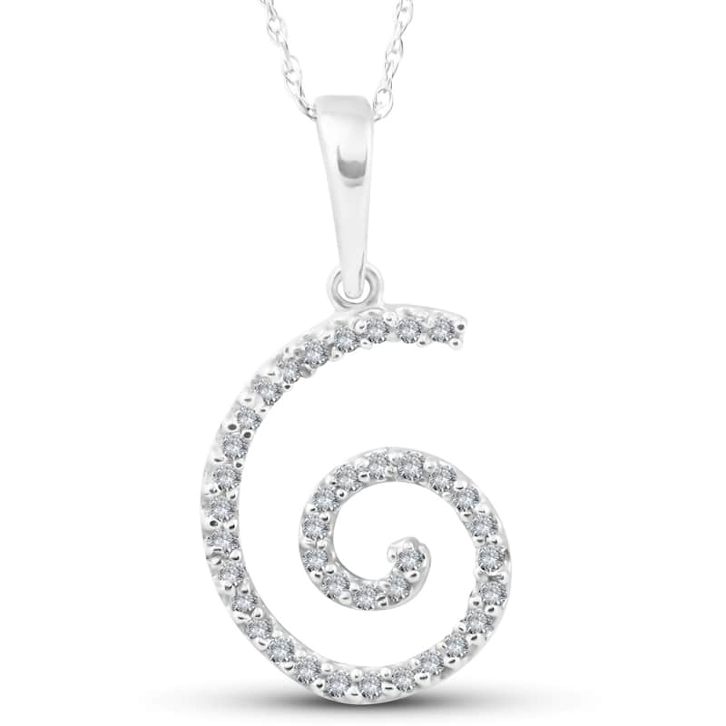 1/10ct Diamond Spiral Pendant White Gold