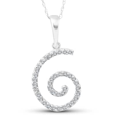 1/10ct Diamond Spiral Pendant White Gold