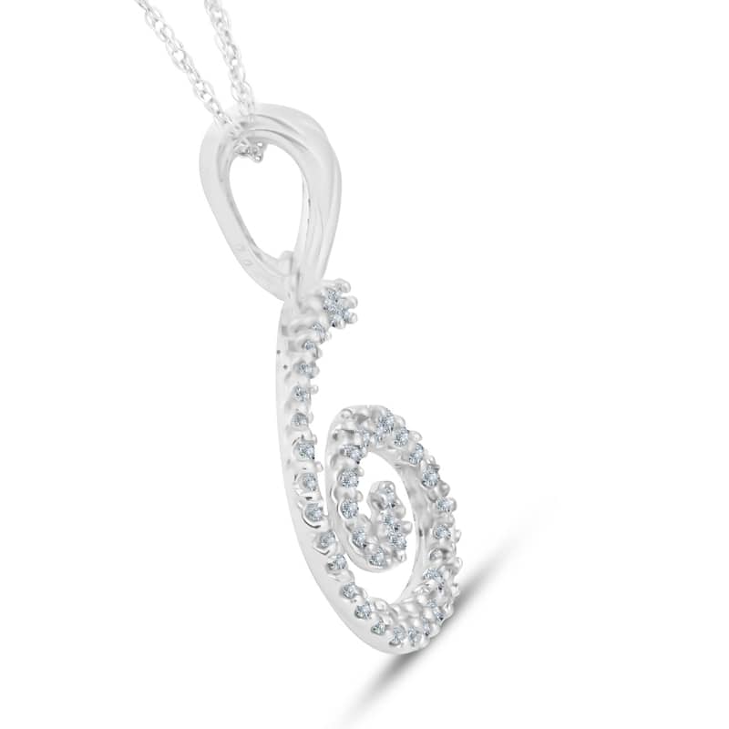 1/10ct Diamond Spiral Pendant White Gold