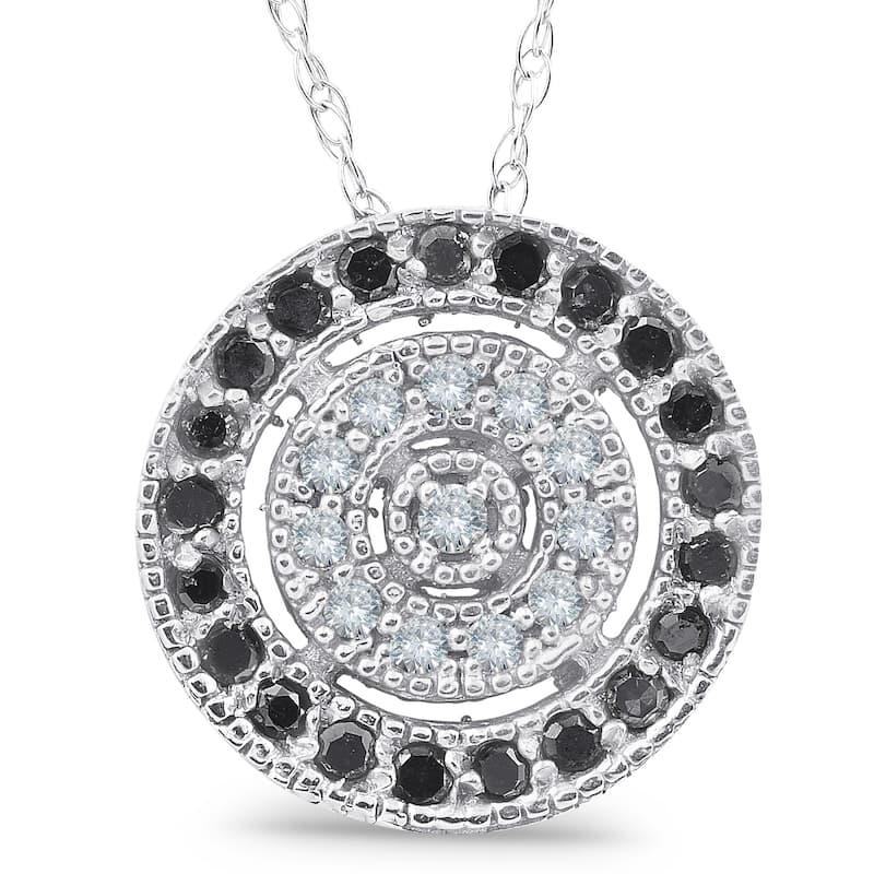 1/3ct Black & White Diamond Fancy Circle Pave Pendant