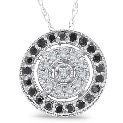 1/3ct Black & White Diamond Fancy Circle Pave Pendant