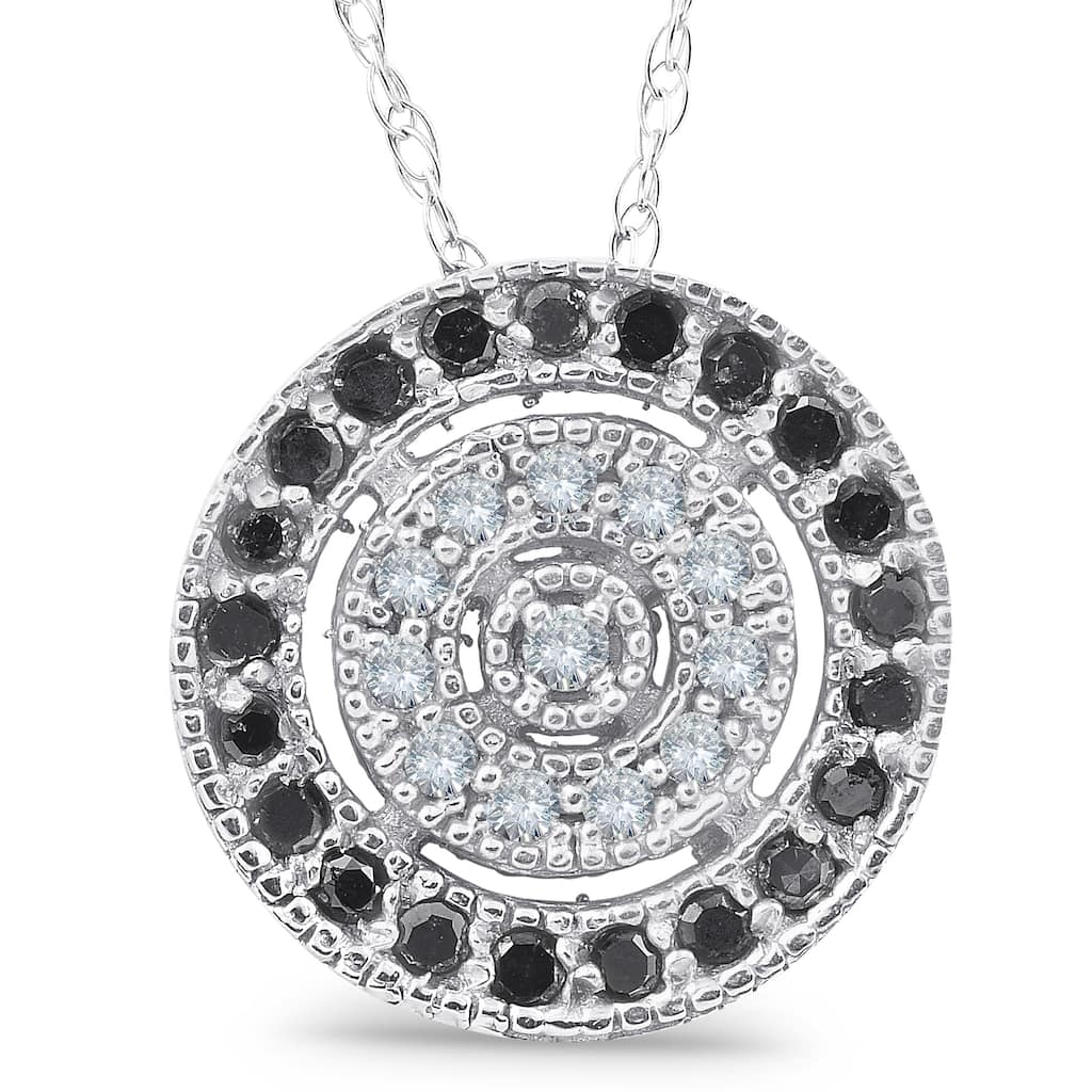 1/3ct Black & White Diamond Fancy Circle Pave Pendant