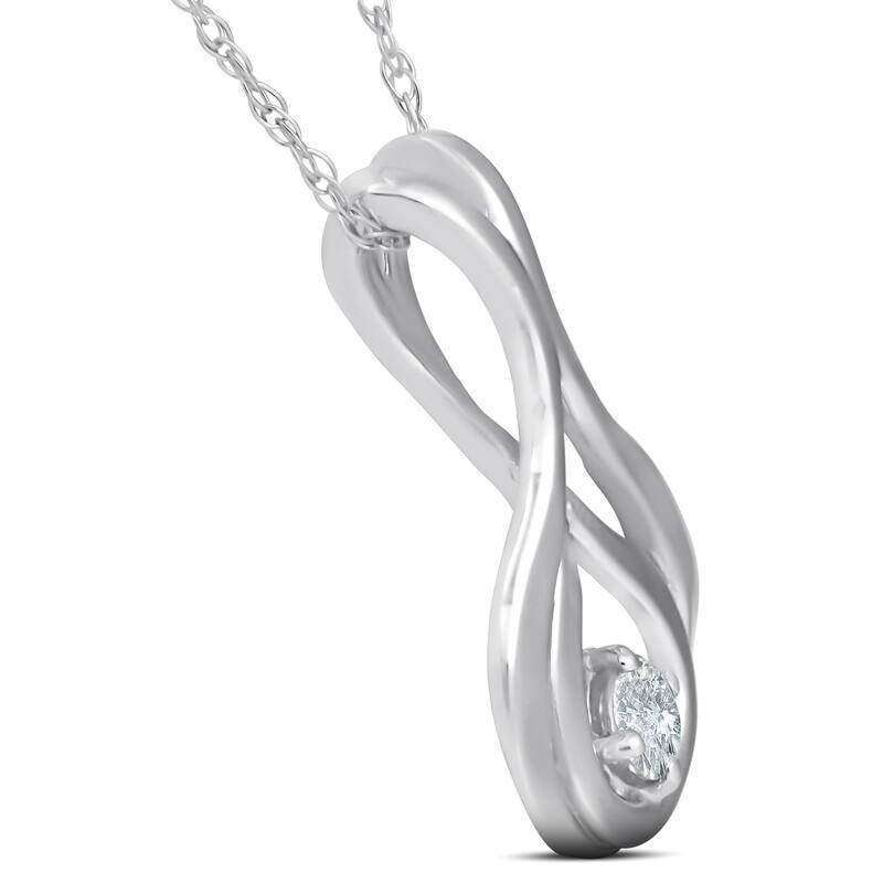 Solitaire 1/10 Ct Diamond Pendant Necklace White Gold