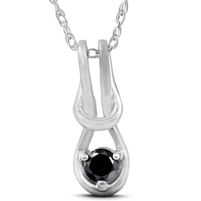Black Diamond Knot Petite Solitaire Pendant White Gold 1/2"