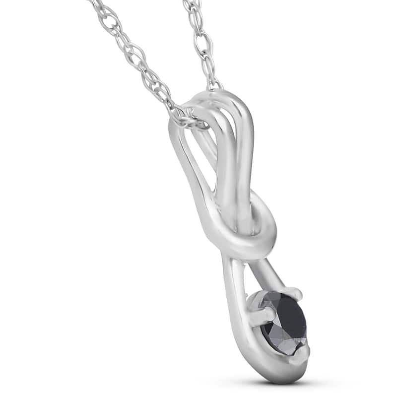 Black Diamond Knot Petite Solitaire Pendant White Gold 1/2"