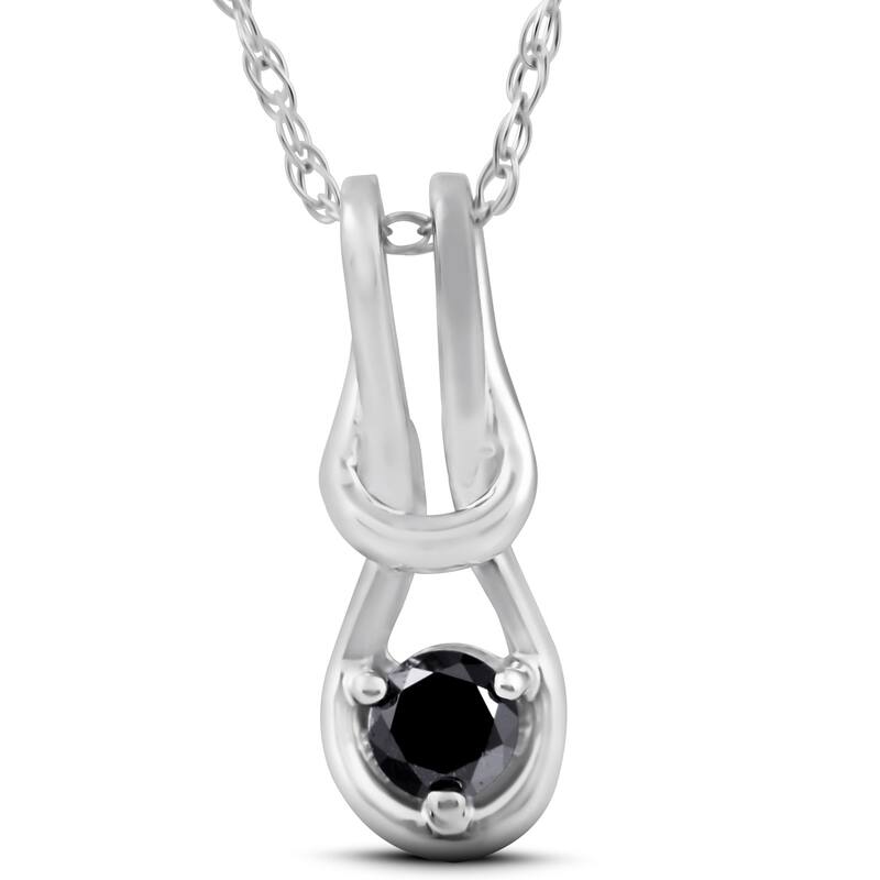Black Diamond Knot Petite Solitaire Pendant White Gold 1/2"