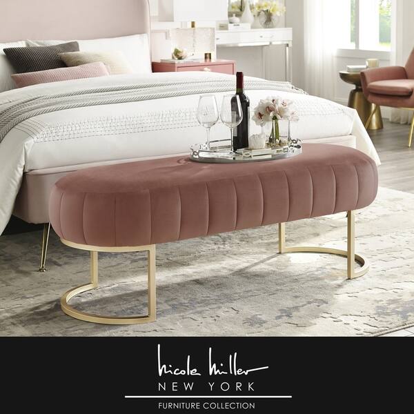 Shop Morriska Side Channel Tufted Metal Base Bench On Sale