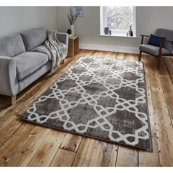 Bella Collection Geometric Swirl Area Rug, Grey