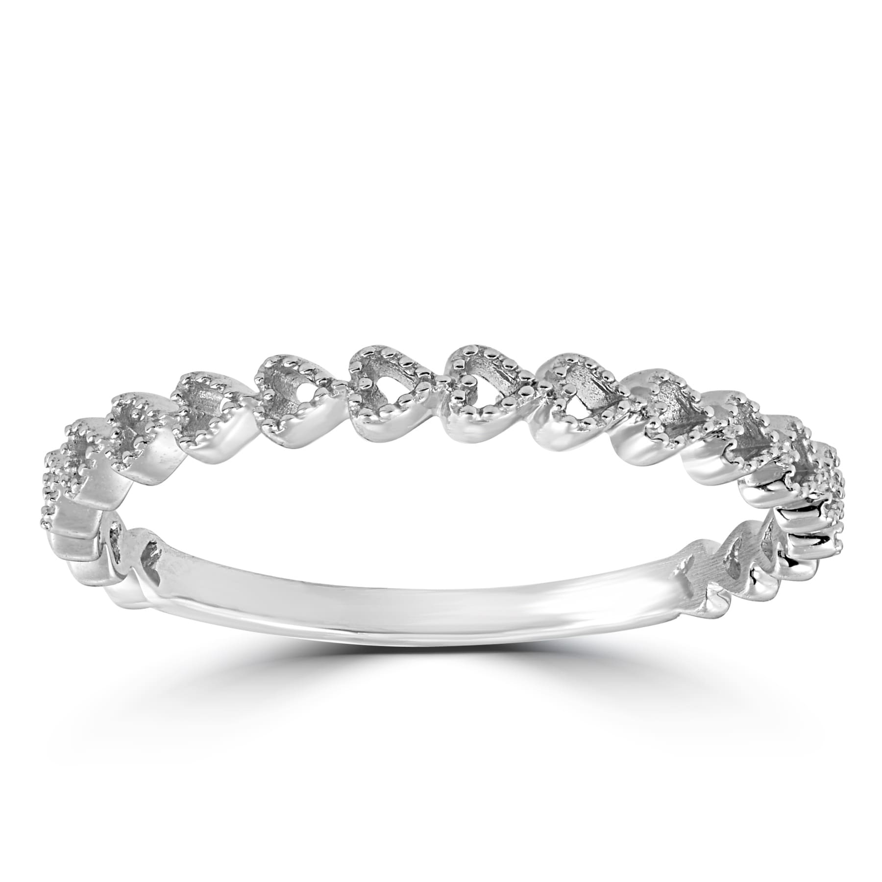 1 3 Ct Tw Diamond Heart Wedding Band In 10k White Gold