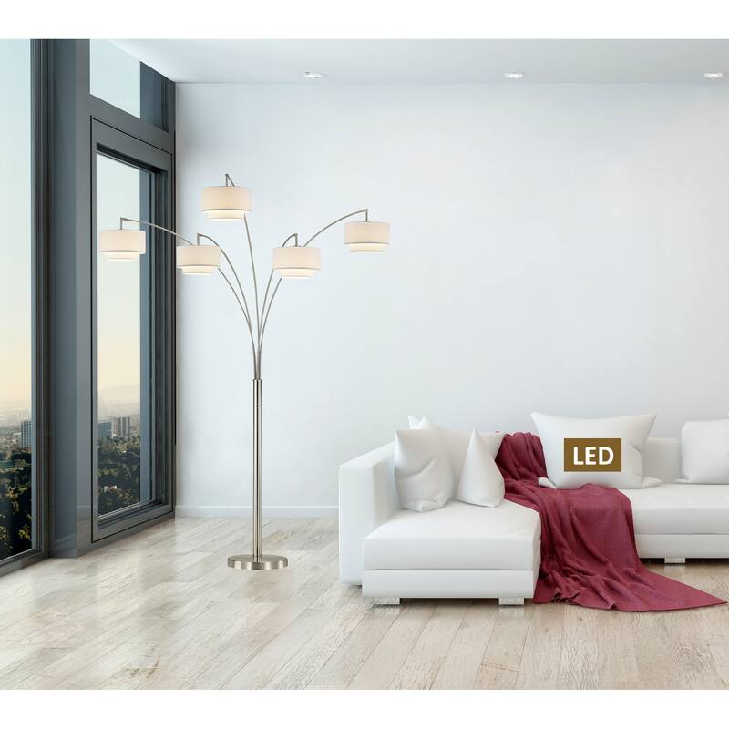 Artiva Evita 81" LED Tree Arched Floor Lamp with Dimmer - Silver - Nickel