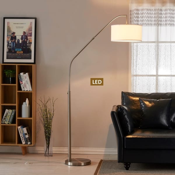 slide 2 of 4, Artiva USA Ariana 80" Extendable LED Arched Floor Lamp Silver - Nickel - Brushed