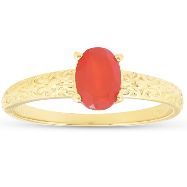 slide 1 of 4, 1ct Mexican Fire Opal Vintage Ring 14k Yellow Gold