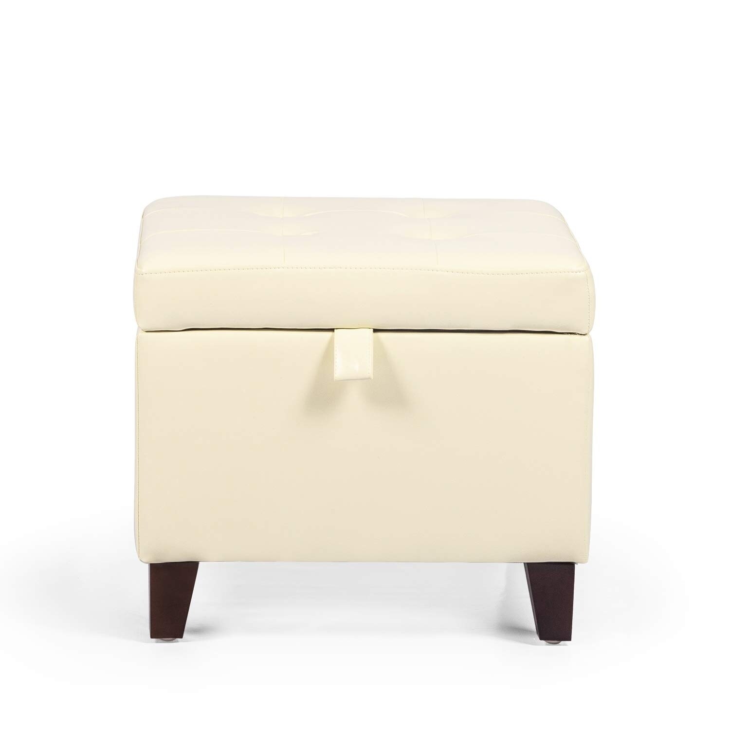 Adeco Square Faux Leather Storage Ottoman With Tufted Flip Adeco Square Faux Leather Storage