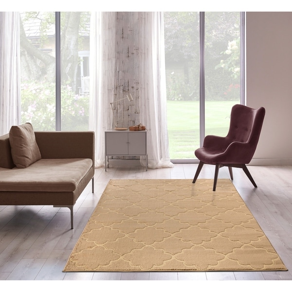 Bella Collection Floral Pattern Area Rug, Beige