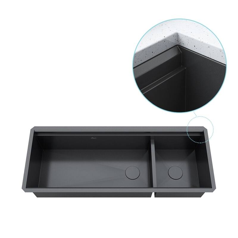 Black Stainless Steel Double Bowl Kitchen Sink and Accessories