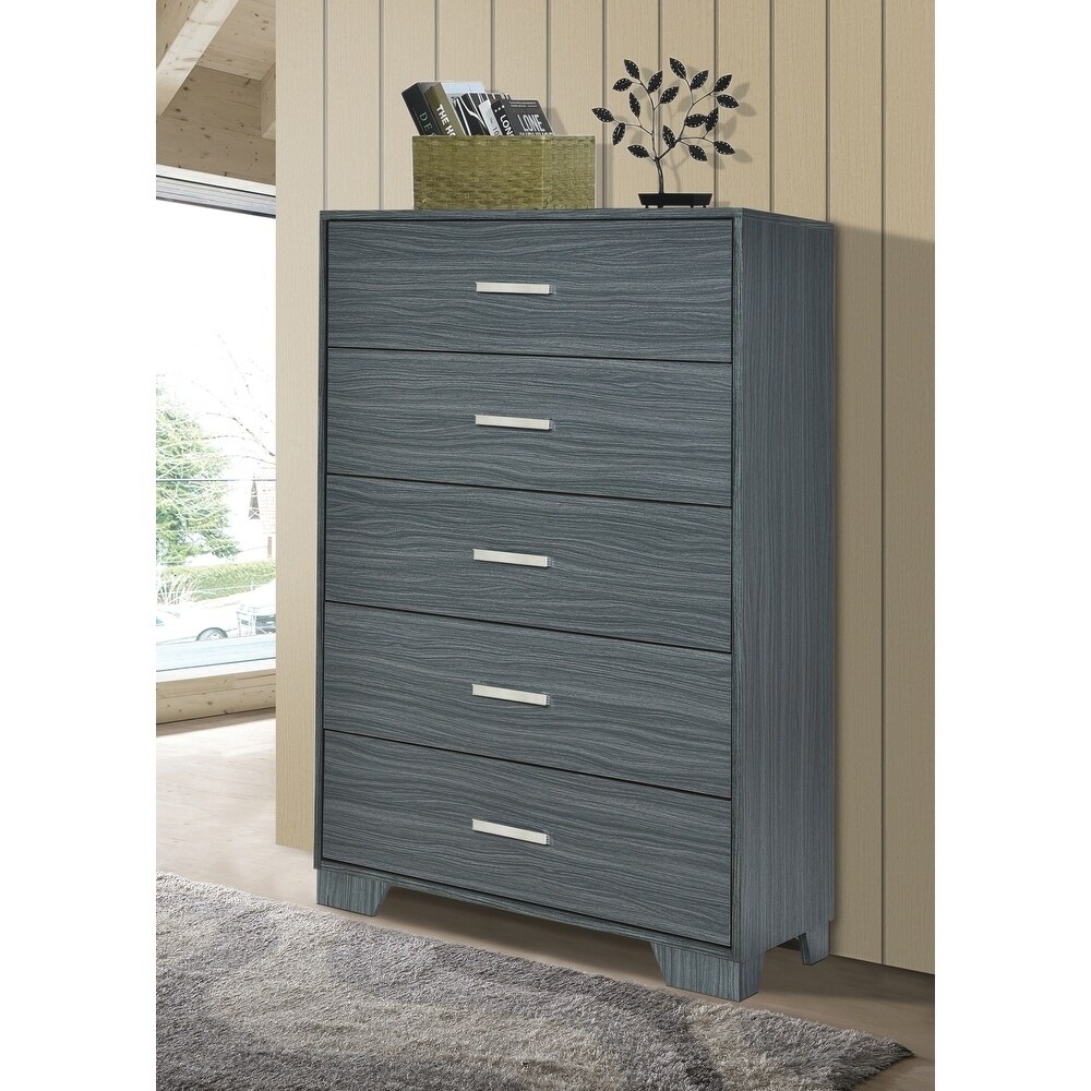 Shop Trina Dark Grey Oak 5 Drawer Chest Free Shipping Today