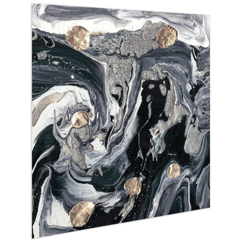 Black White Abstract Wall Art Printed on Frameless Free Floating Tempered Glass