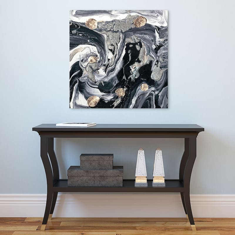 Black White Abstract Wall Art Printed on Frameless Free Floating Tempered Glass