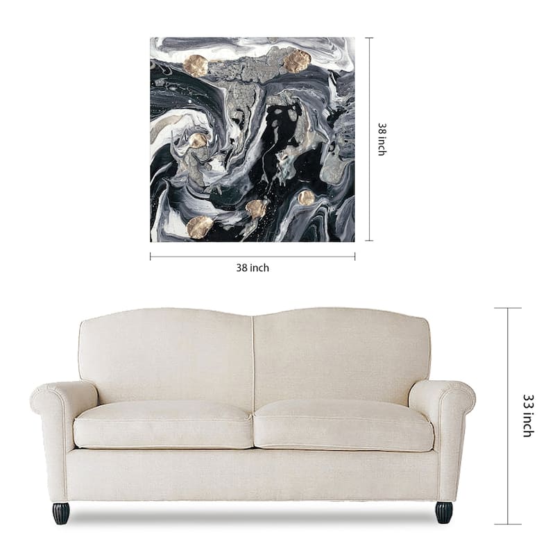 Black White Abstract Wall Art Printed on Frameless Free Floating Tempered Glass