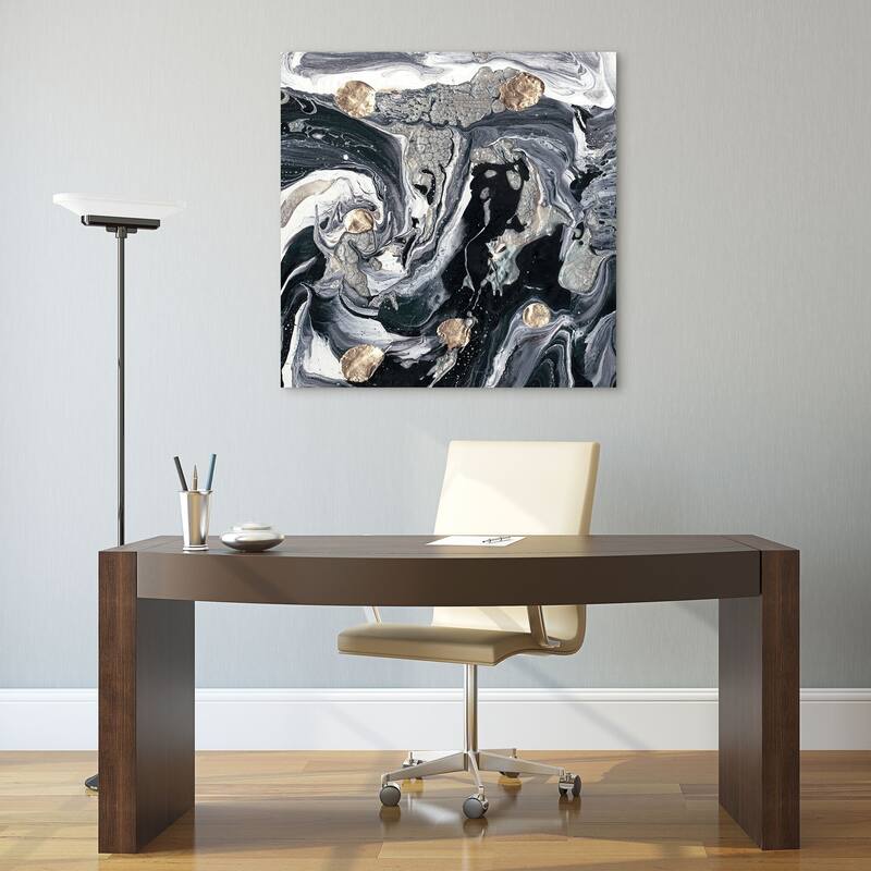 Black White Abstract Wall Art Printed on Frameless Free Floating Tempered Glass