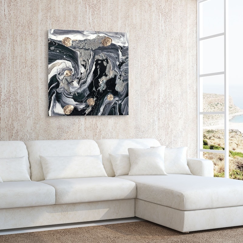 Black White Abstract Wall Art Printed on Frameless Free Floating Tempered Glass