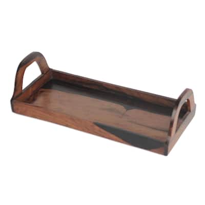 Handmade Sleek Elegance Ebony Wood Decorative Tray (Ghana)