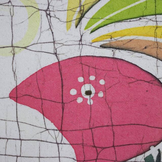 Handmade Amorous Chickens Batik Cotton Wall Hanging (Thailand)