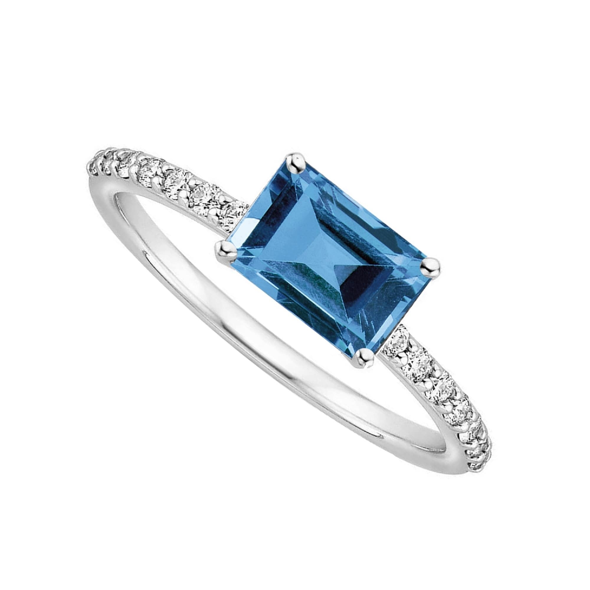 Details about   9x7mm Natural London Blue Topaz Ring With White Topaz in 925 Sterling Silver