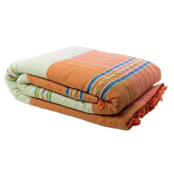 Handmade Oaxaca Dawn Zapotec Cotton California King Bedspread (Mexico). Opens flyout.