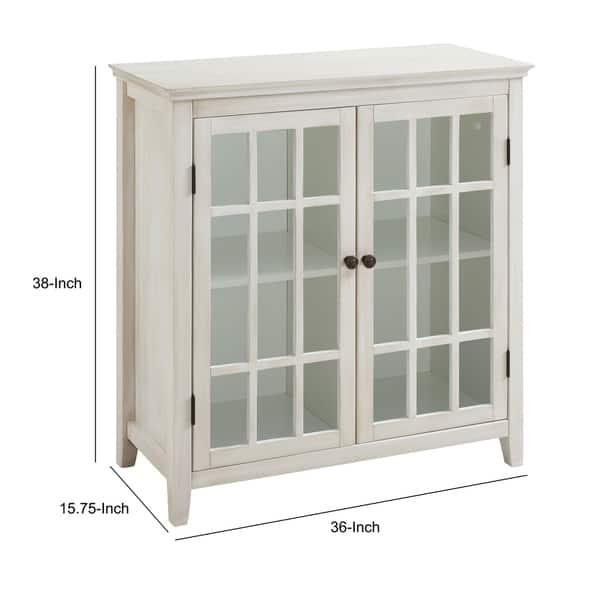 Wooden Two Door Cabinet with Four Storage Compartments, White - Bed ...