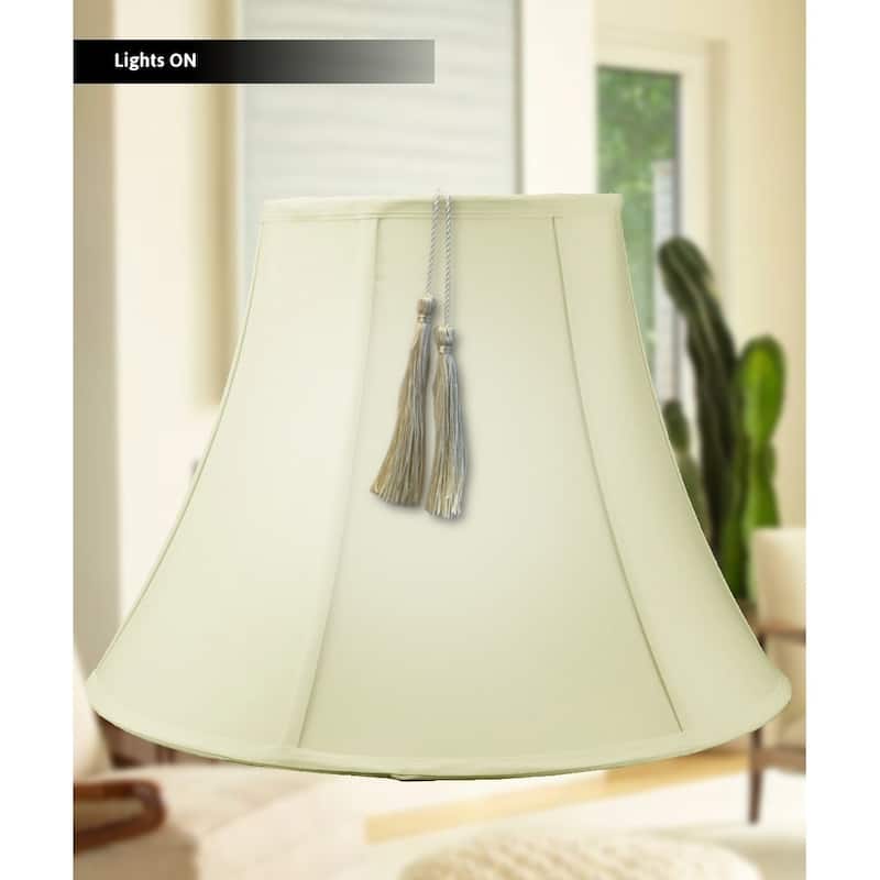 10x20x15 Bell Tassel Lampshade, Eggshell Shantung Fabric