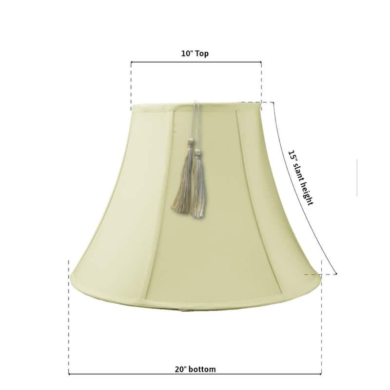10x20x15 Bell Tassel Lampshade, Eggshell Shantung Fabric