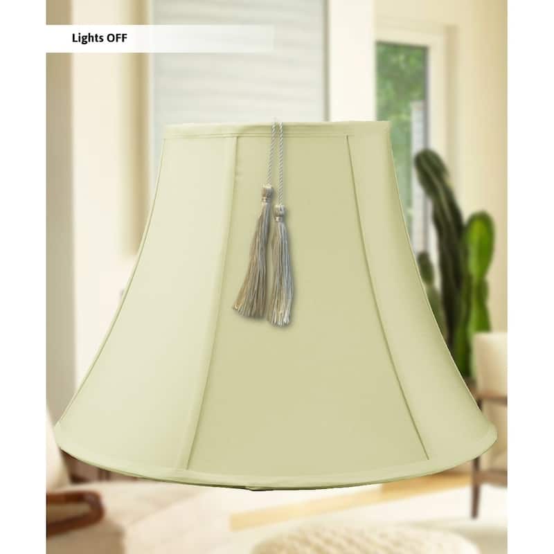 10x20x15 Bell Tassel Lampshade, Eggshell Shantung Fabric