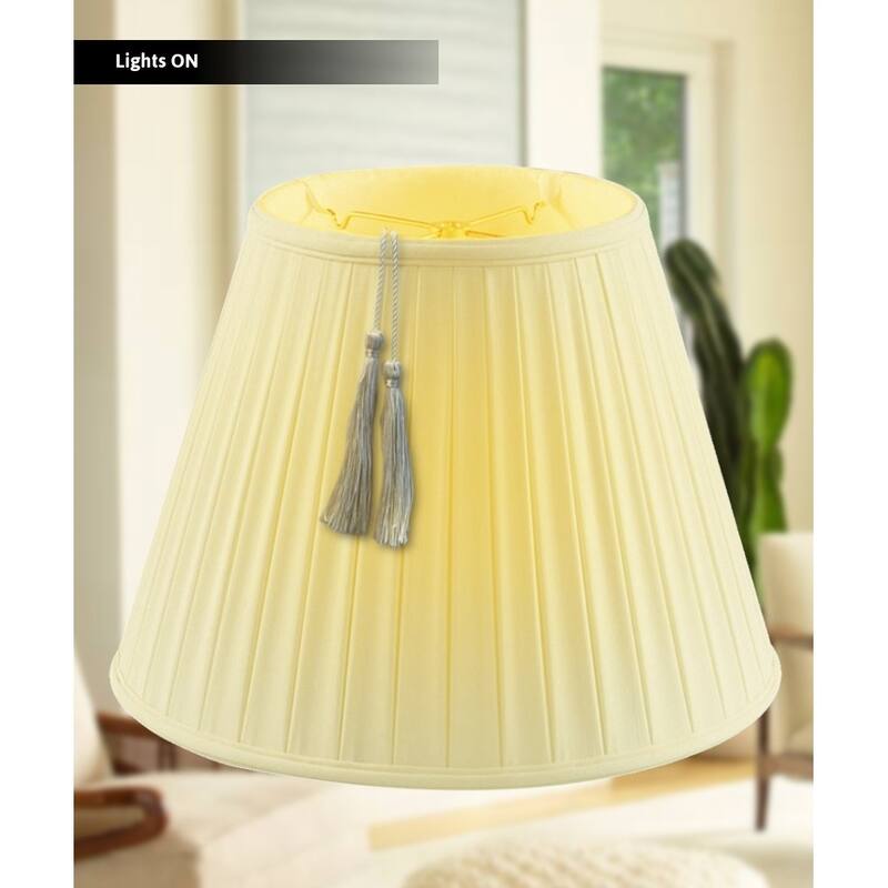 11x18x13.5 Empire BoxPleat Tassel Lamp Shade, Eggshell Shantung Fabric