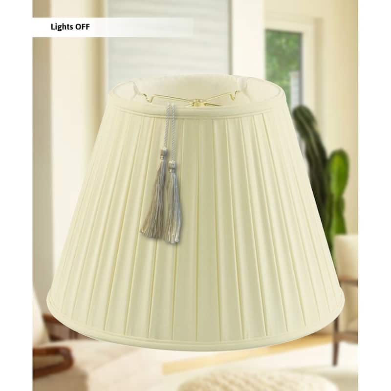 11x18x13.5 Empire BoxPleat Tassel Lamp Shade, Eggshell Shantung Fabric