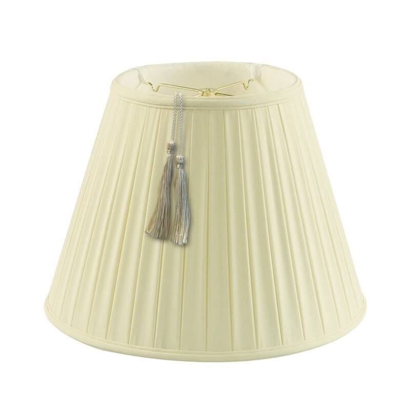 11x18x13.5 Empire BoxPleat Tassel Lamp Shade, Eggshell Shantung Fabric